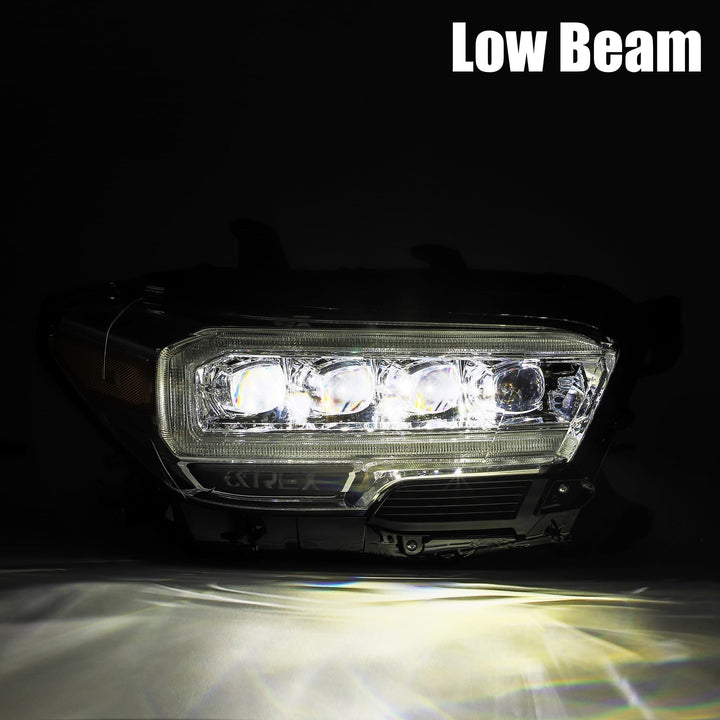 AlphaRex LED Projector Headlights for Toyota Tacoma - Plank Style Midnight Black with Ice Cube 3D Projectors