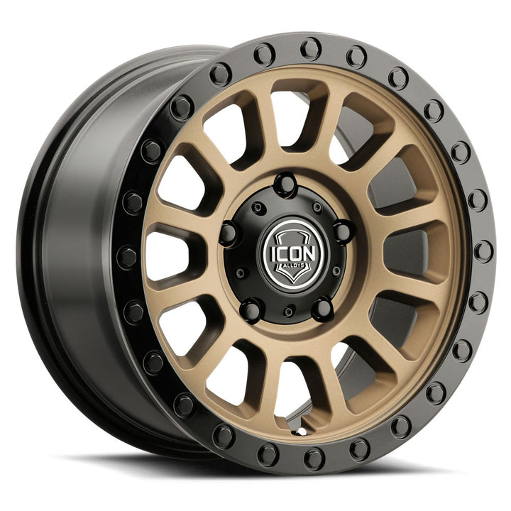 ICON Alloys Hulse, Satin Bronze w/ Gloss Black Lip & Bolts, 18 x 9 / 5 x 150, 25mm Offset, 6" Backspace