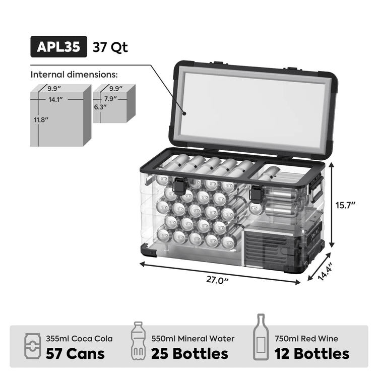 ICECO APL35 Dual Zone Aluminum 12V Portable Fridge Freezer - Black by Inca Overland Outfitters | KOVA Offroad