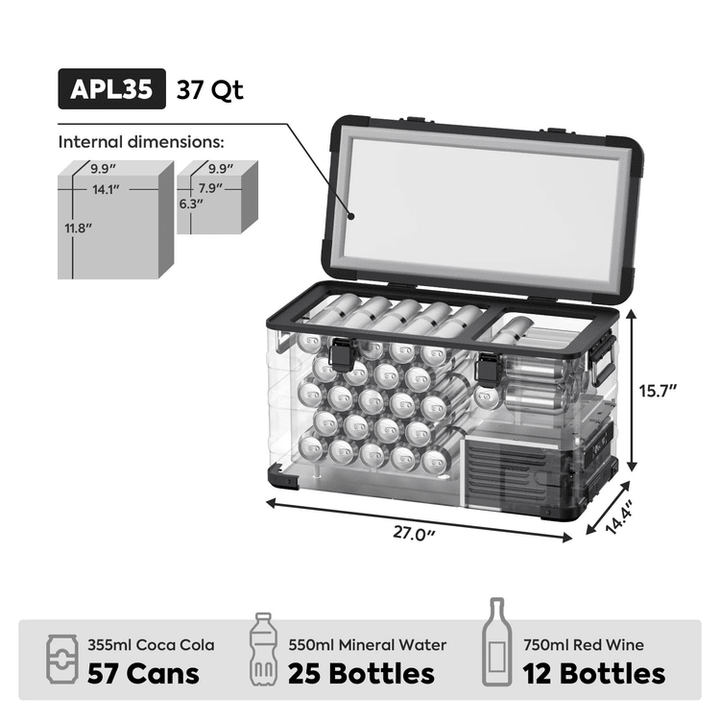 ICECO APL35 Dual Zone Aluminum 12V Portable Fridge Freezer - Black by Inca Overland Outfitters | KOVA Offroad
