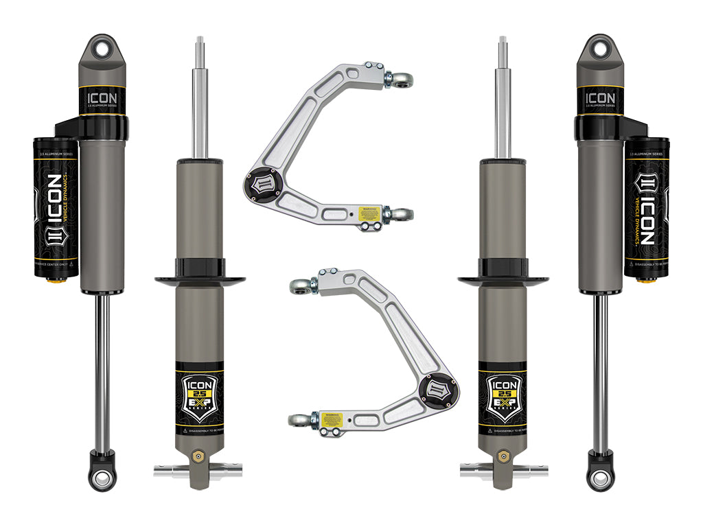 ICON 2019-2026 Chevrolet Silverado 1500/GMC Sierra 1500, 2.375-3.75" Lift, Stage 3 EXP Suspension System, Billet