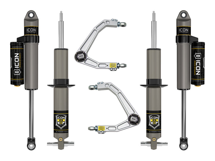 ICON 2019-2026 Chevrolet Silverado 1500/GMC Sierra 1500, 2.375-3.75" Lift, Stage 3 EXP Suspension System, Billet