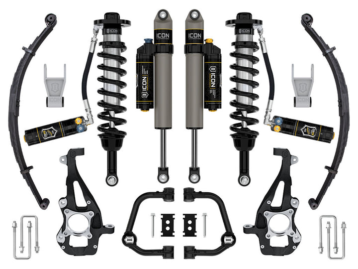 ICON 2021-2026 Ford F-150 4WD, 3.5-4.5" Lift, Stage 4 Suspension System, Tubular, CDXS, w/ Leaf Packs