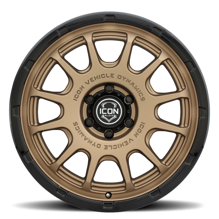 ICON Alloys Rancho, Satin Bronze w/ Gloss Black Lip, 20 x 9 / 6 x 5.5, 0mm Offset, 5" BS
