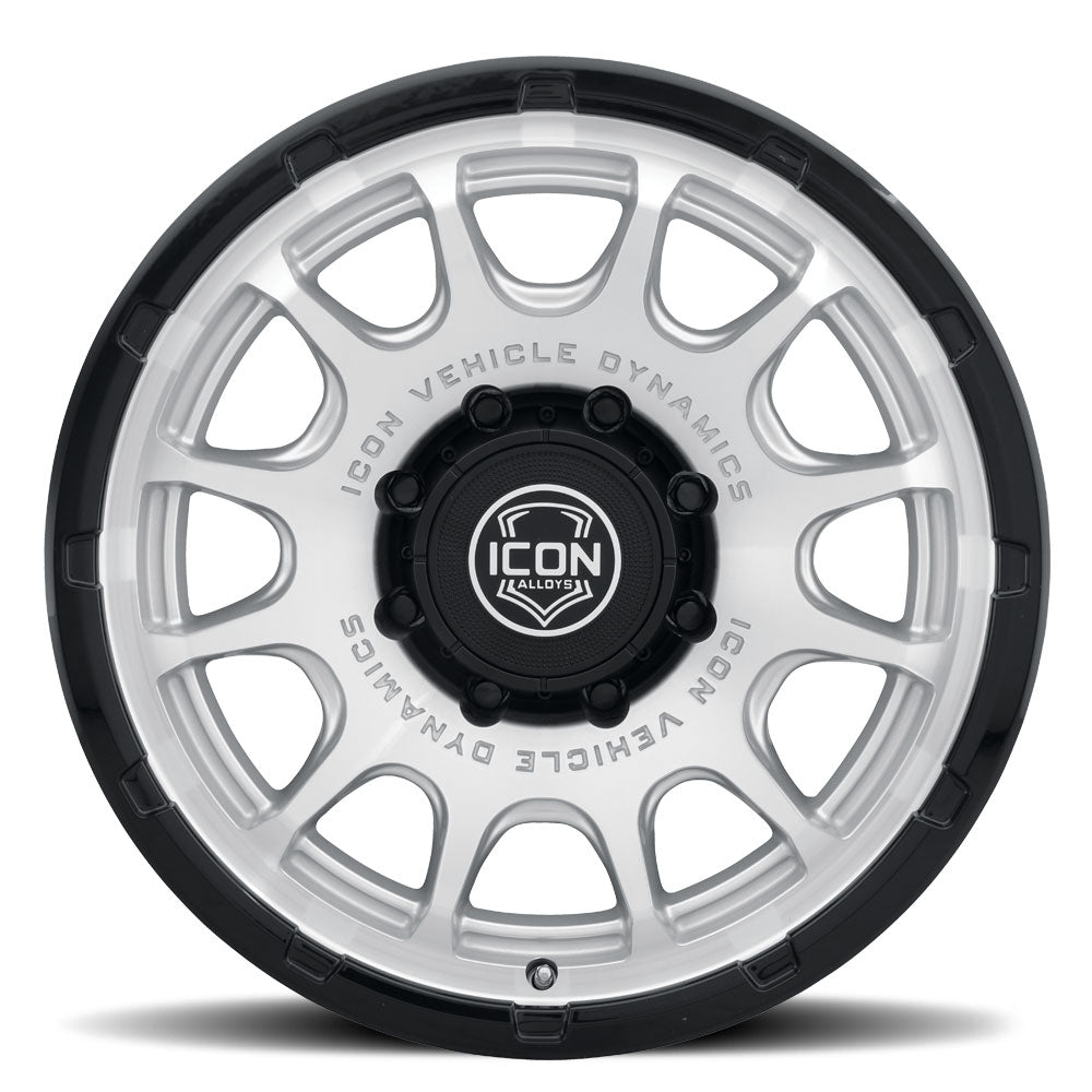 ICON Alloys Rancho, Silver Machined w/ Gloss Black Lip, 20 x 9 / 8 x 6.5, 12mm Offset, 5.5" Backspace