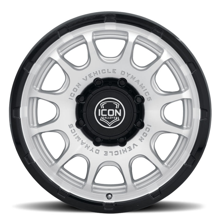 ICON Alloys Rancho, Silver Machined w/ Gloss Black Lip, 20 x 9 / 8 x 170, 6mm Offset, 5.25" Backspace