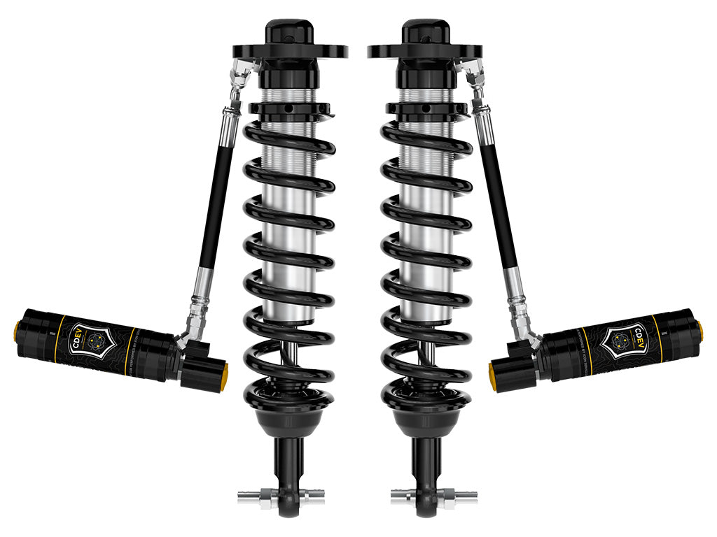 ICON Vehicle Dynamics 91818E Front Coilover Kit for 2021-2026 Ford F-150 2WD with 0-3 inch Lift, V.S. 2.5 Series Remote Reservoir with CDEV