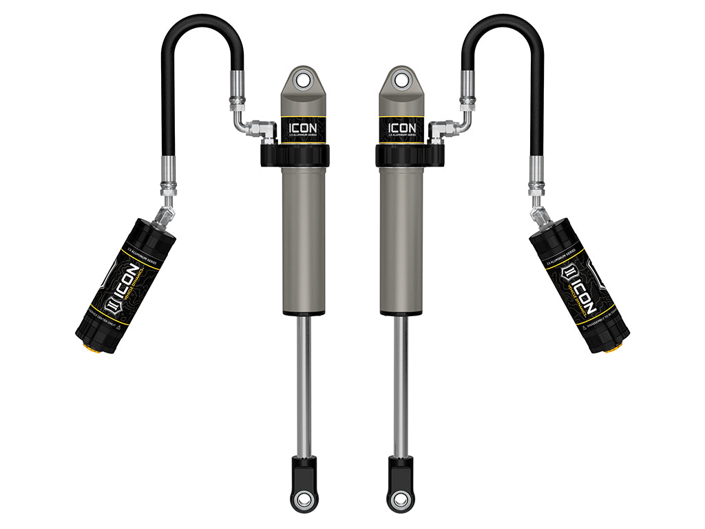 ICON 2005-2023 Toyota Tacoma/2003-2024 4Runner/2007-2014 FJ Cruiser/2003-2009 Lexus GX470, Front, V.S. 2.5 Aluminum Series Shock Absorbers, S2 Secondary Shocks, Remote Reservoir, Pair