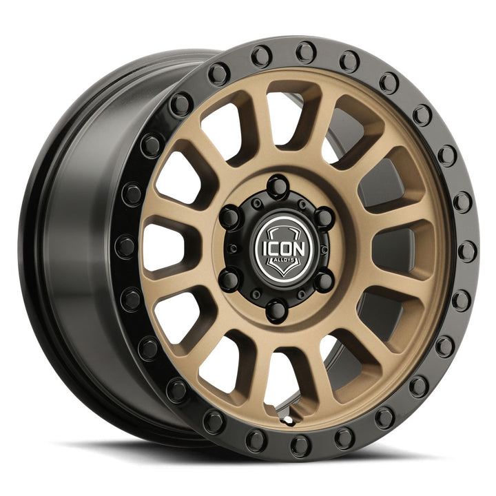 ICON Alloys Hulse, Satin Bronze w/ Gloss Black Lip & Bolts, 18 x 9 / 6 x 5.5, 25mm Offset, 6" Backspace