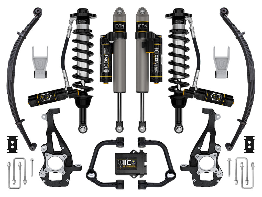 ICON 2021-2026 Ford F-150 4WD, 3.5-4.5" Lift, Stage 5 Suspension System, Tubular, w/ Leaf Packs