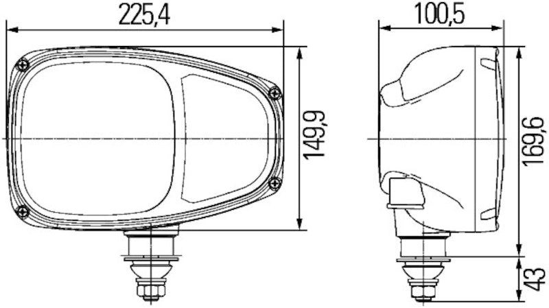 Hella Headlight 996174261 for Right Mounting with High Beam, IP6K9K Rated, DEUTSCH Plug, Halogen Bulb