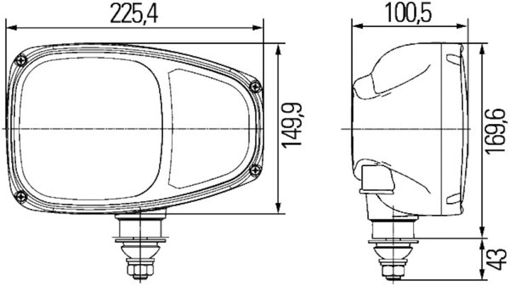 Hella Headlight 996174261 for Right Mounting with High Beam, IP6K9K Rated, DEUTSCH Plug, Halogen Bulb