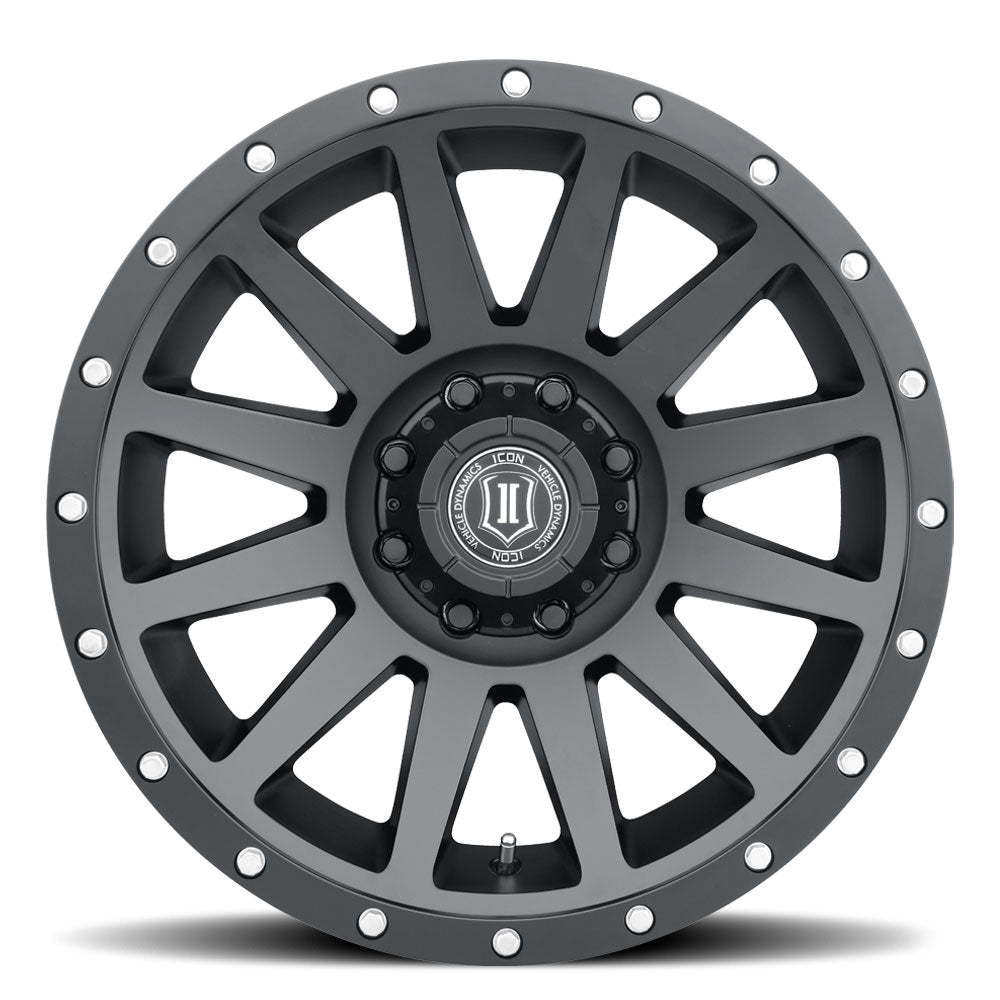 ICON Alloys Compression, Satin Black, 20 x 10 / 8 x 6.5, -19mm Offset, 4.75" Backspace