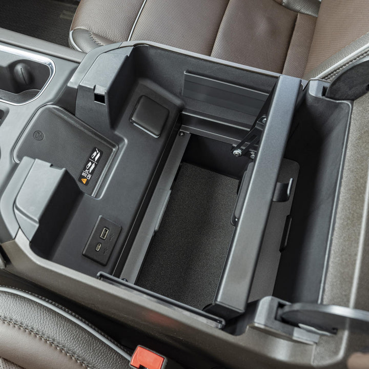 Tuffy Security Products Console Safe for Chevy/GMC Silverado and Sierra with Wireless Charging Pad (2021-2026)