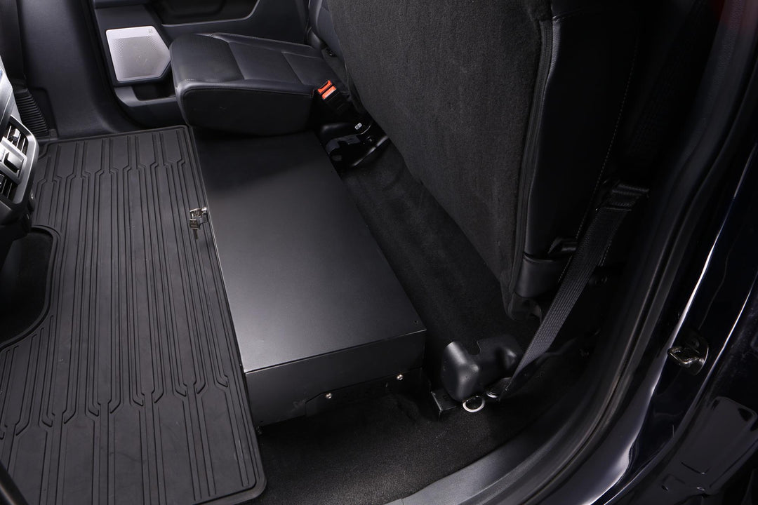 Tuffy Security Products Rear Underseat Drawer for Ford F-150, F-250, Chevy Silverado & GMC Sierra - Steel Lockable Storage Solution