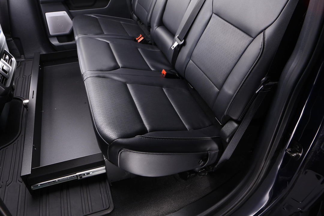 Tuffy Security Products Rear Underseat Drawer for Ford F-150, F-250, Chevy Silverado & GMC Sierra - Steel Lockable Storage Solution