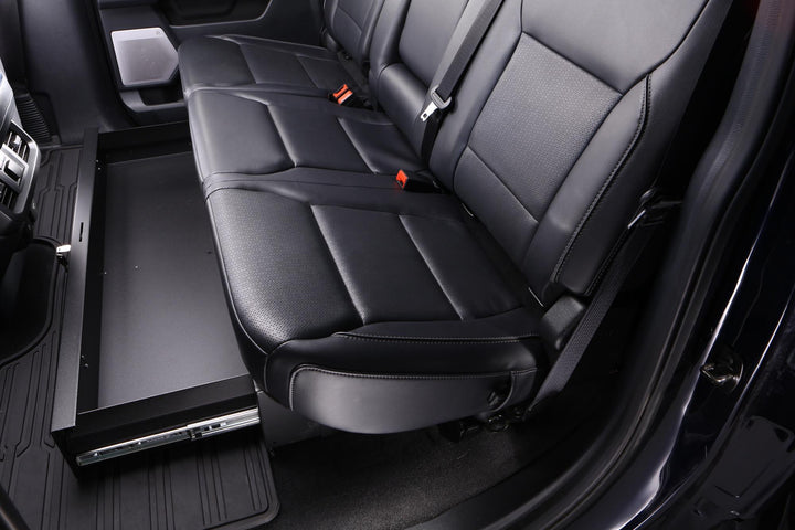 Tuffy Security Products Rear Underseat Drawer for Ford F-150, F-250, Chevy Silverado & GMC Sierra - Steel Lockable Storage Solution