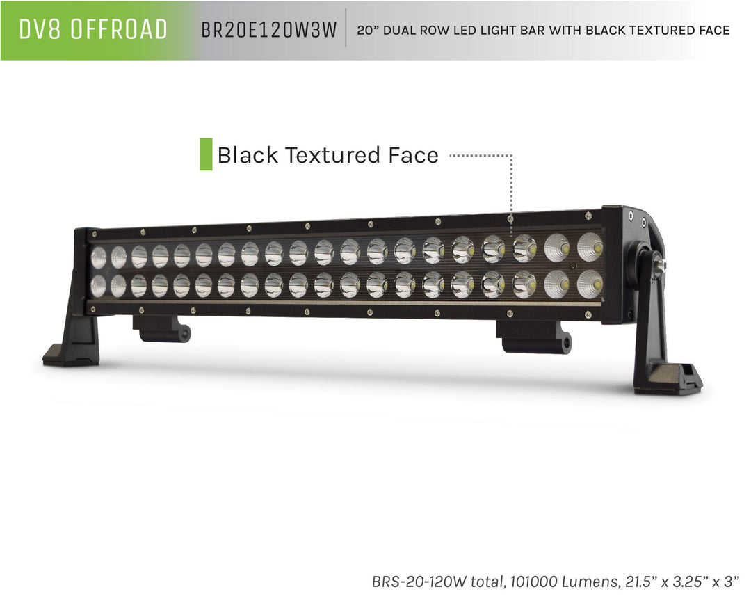 DV8 Offroad Dual Row LED Light Bar With Black Bezel