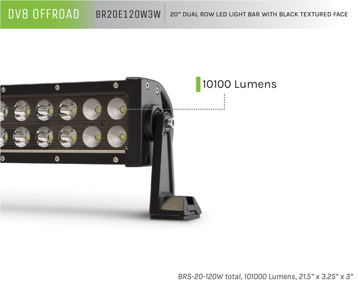 DV8 Offroad Dual Row LED Light Bar With Black Bezel