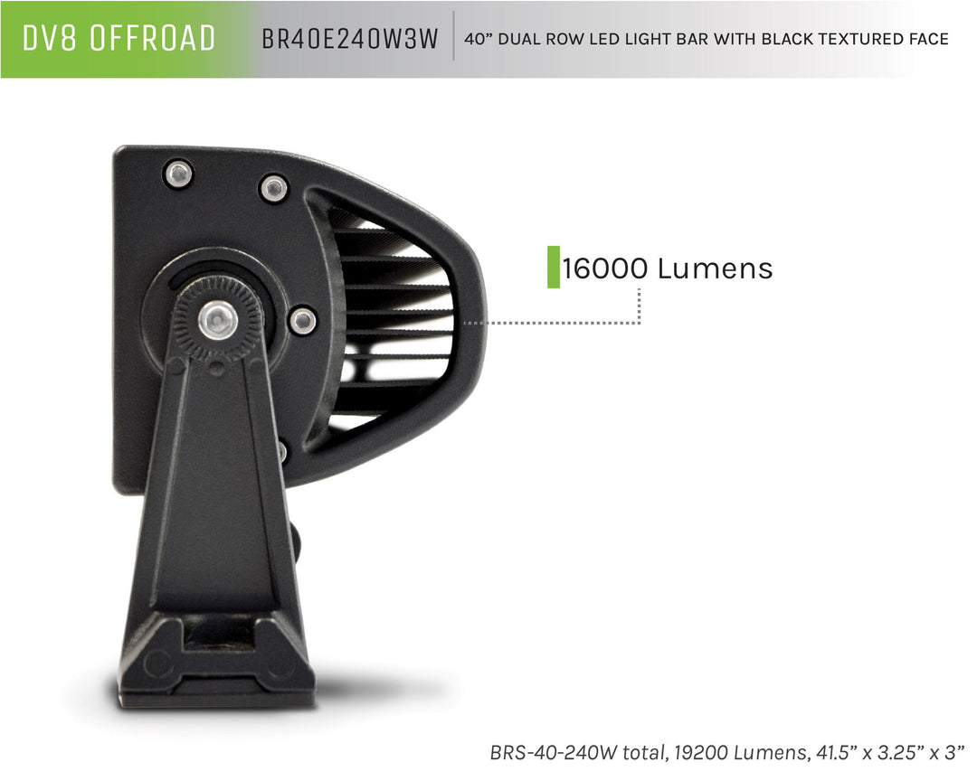 DV8 Offroad Dual Row LED Light Bar With Black Bezel