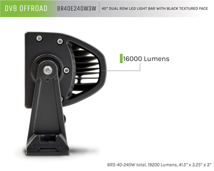 DV8 Offroad Dual Row LED Light Bar With Black Bezel