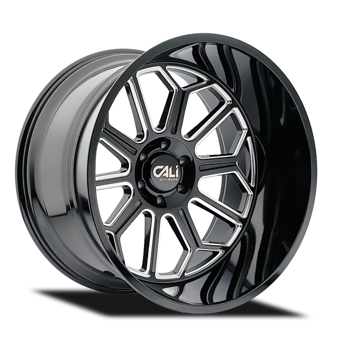 Wheel Group Auburn 9117 Black Gloss Milled 24-Inch Off-Road Wheel for Trucks and SUVs