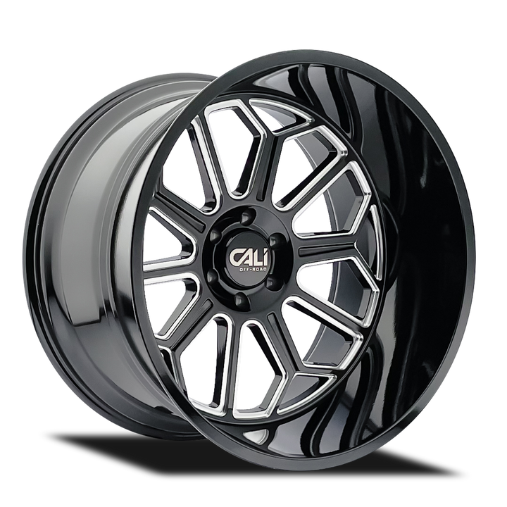 Wheel Group Auburn 9117 Black Gloss Milled 24-Inch Off-Road Wheel for Trucks and SUVs