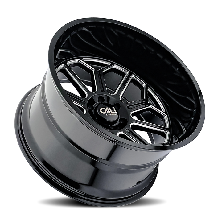 Wheel Group Auburn 9117 Black Gloss Milled 24-Inch Off-Road Wheel for Trucks and SUVs