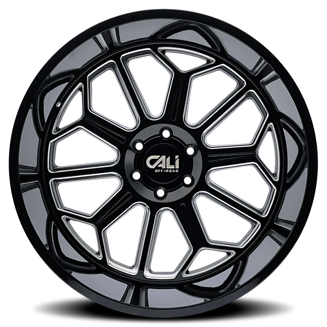 Wheel Group Auburn 9117 Black Gloss Milled 24-Inch Off-Road Wheel for Trucks and SUVs
