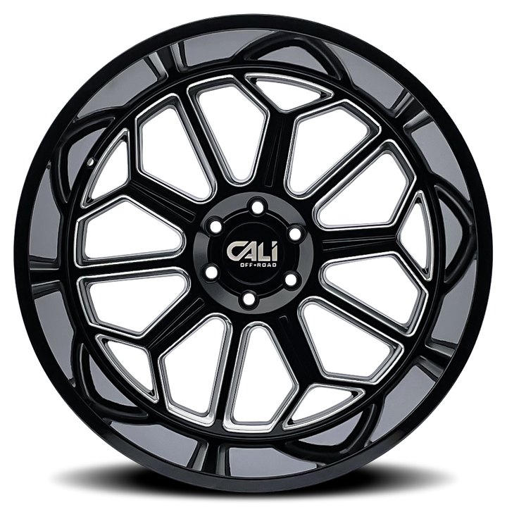 Wheel Group Auburn 9117 Black Gloss Milled 24-Inch Off-Road Wheel for Trucks and SUVs