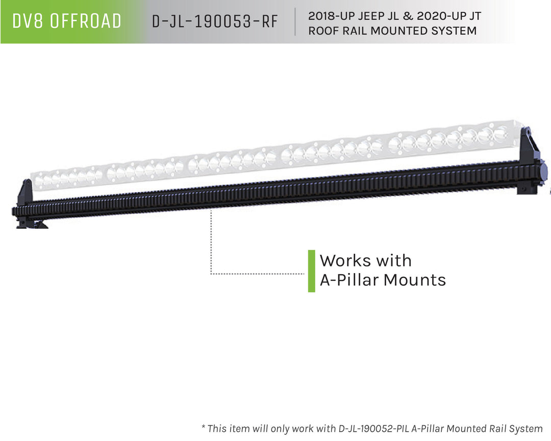 2018-2025 Jeep Gladiator JT Wrangler JL JLU DV8 Offroad Roof Rail Mounted System