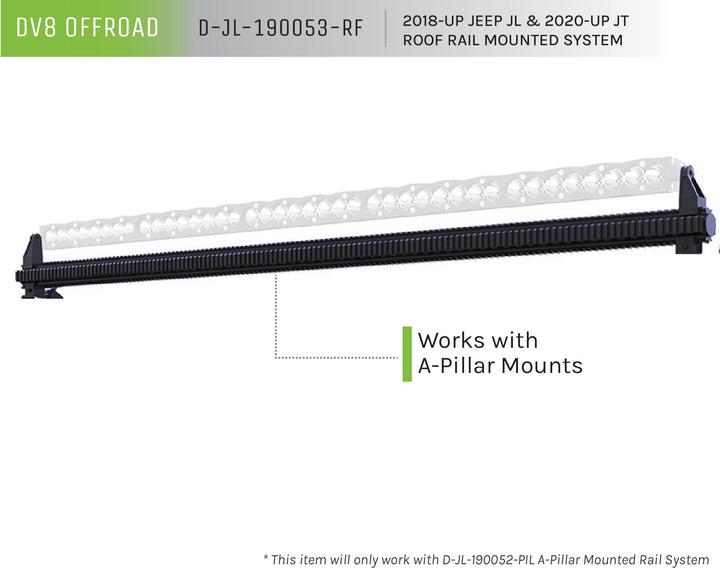 2018-2025 Jeep Gladiator JT Wrangler JL JLU DV8 Offroad Roof Rail Mounted System
