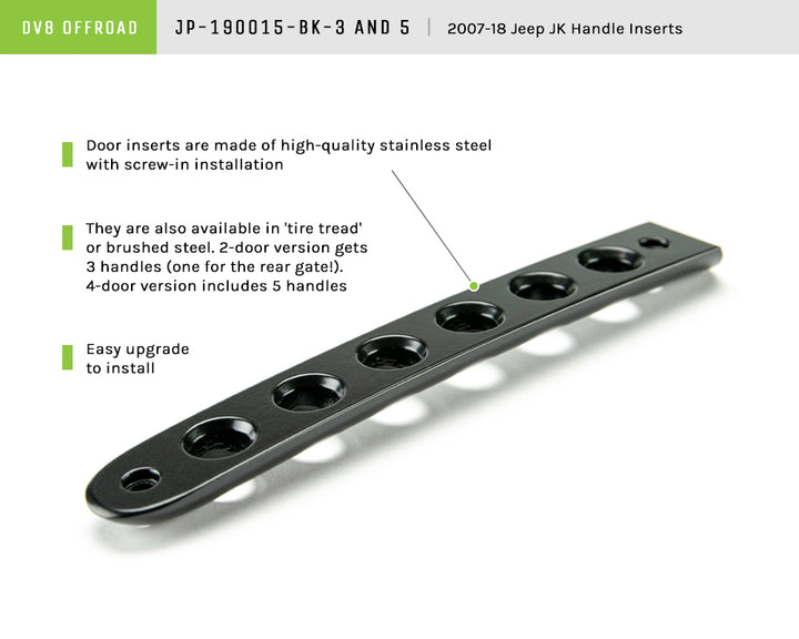 2007-2018 Jeep Wrangler JKU 4-Door DV8 Offroad Door Handle Inserts 5 pcs  Black