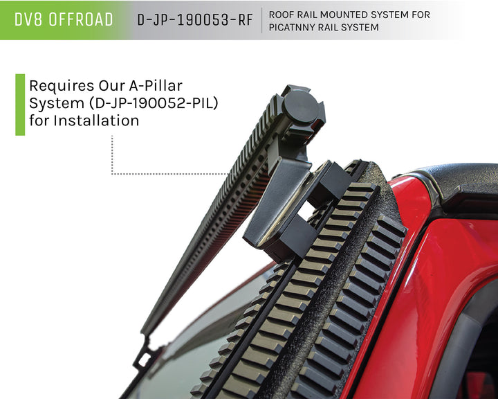 2007-2018 Jeep Wrangler JK JKU DV8 Offroad Jeep Roof Rail Mounted System