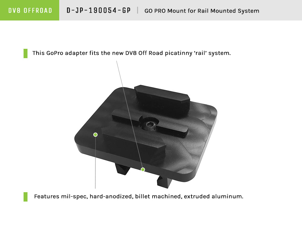 2007-2025 Jeep Wrangler Go Pro Mount Bracket for Picatinny Rail System