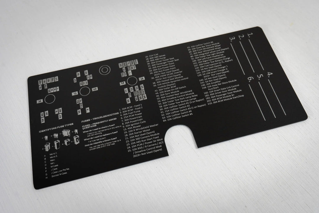 Acrylic Laser Series Fuse Box Lid Label Plate - 2021-2026 Bronco