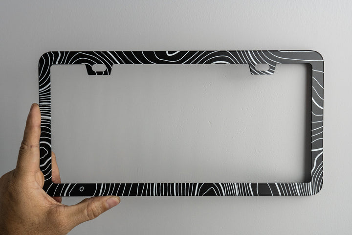Topo Map Slim License Plate Frame - Black, Pair by StickerFab | KOVA Offroad