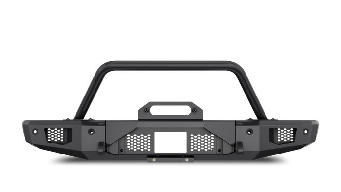 Body Armor Odyssey Front Bumper for Ford Bronco 2021-2024 – Durable Light Texture Black Finish with Winch and LED Cube Light Compatibility
