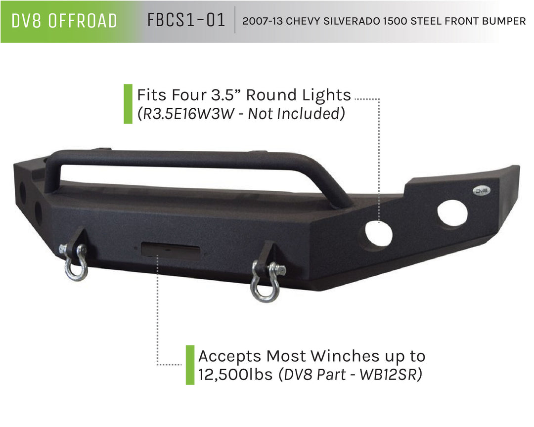 2007-2013 Chevrolet Silverado 1500 DV8 Offroad Steel Front Bumper