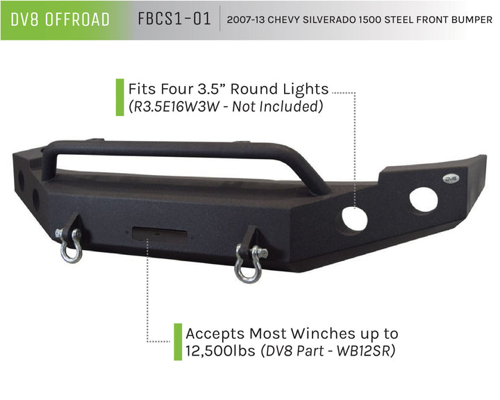 2007-2013 Chevrolet Silverado 1500 DV8 Offroad Steel Front Bumper
