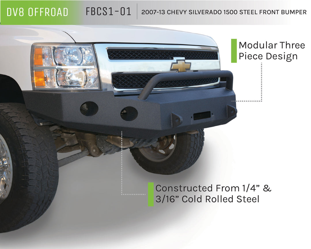 2007-2013 Chevrolet Silverado 1500 DV8 Offroad Steel Front Bumper