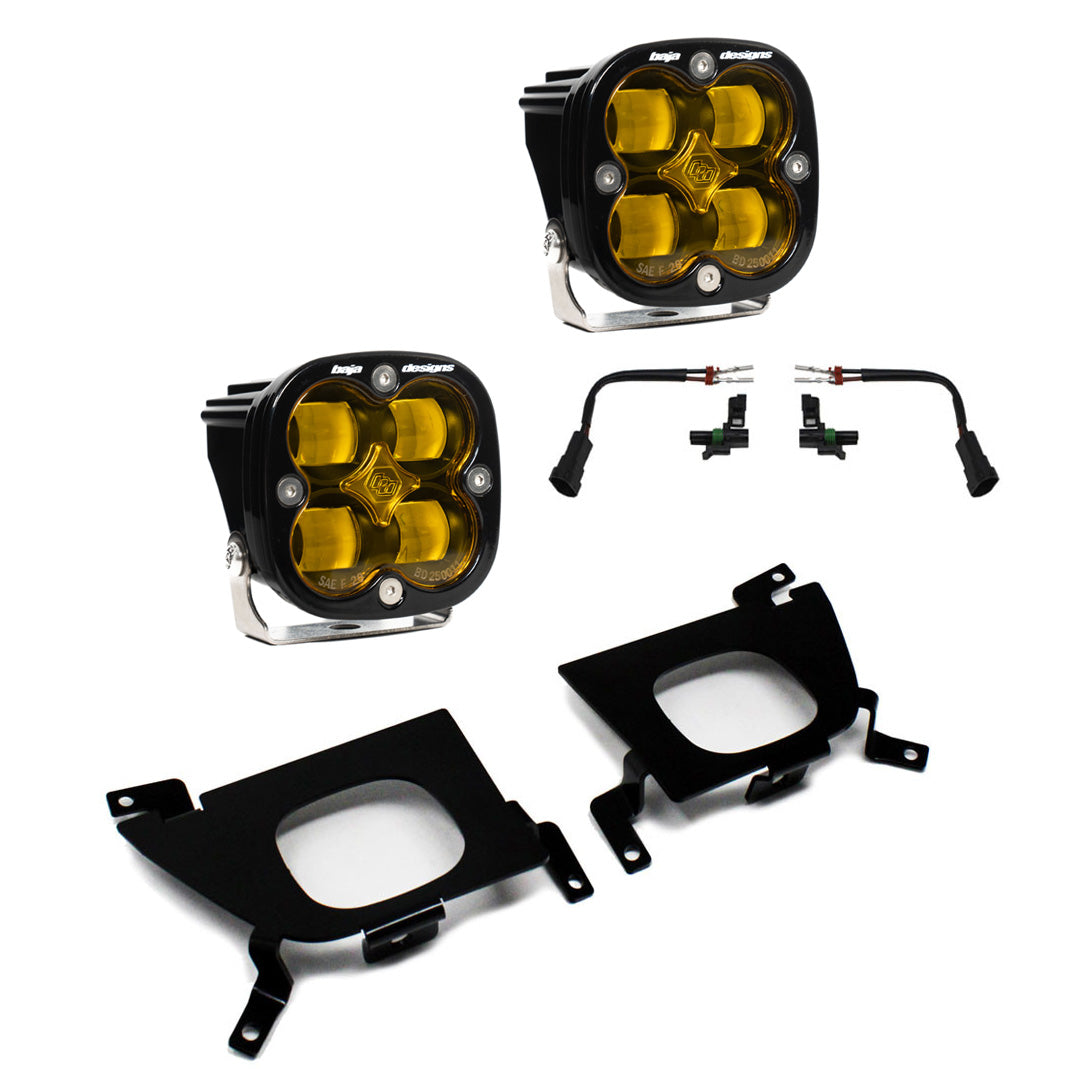 Baja Designs Squadron SAE Fog Pocket Light Kit for Chevrolet Silverado (’19-’22) – Wide Cornering Amber LED Auxiliary Lights