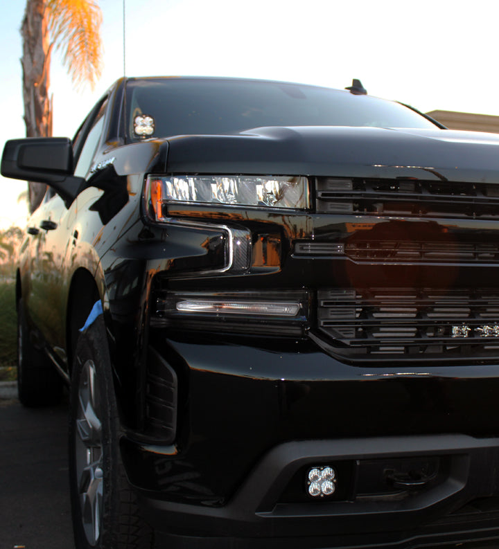 Baja Designs Squadron SAE Fog Pocket Light Kit for Chevrolet Silverado (’19-’22) – Wide Cornering Amber LED Auxiliary Lights