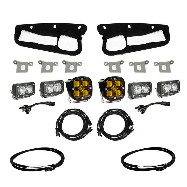 Baja Designs Squadron SAE/Dual S2 Sport Steel Bumper Fog Pocket Light Kit for Ford Bronco