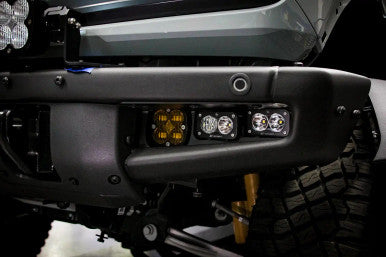 Baja Designs Squadron SAE/Dual S2 Sport Steel Bumper Fog Pocket Light Kit for Ford Bronco