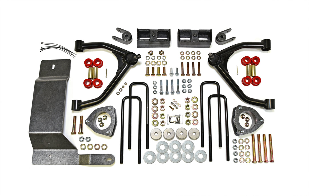 TrailFX G40SL2 Suspension Riser Lift Kit for Chevrolet Silverado & GMC Sierra — 4 Inch Front and 1-3/4 Inch Rear Lift, Black