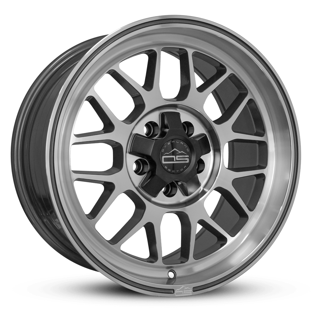 Overland Sector Hyperdrive Flow Formed 17x8.5 +25 5x108/5x114.3 73.1mm Gloss Gun Metal/Machined Face by Overland Sector | KOVA Offroad