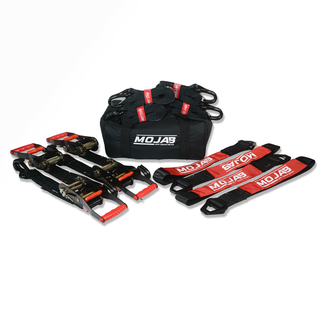 2" x 10' Ratchet Tie-Down (Closed hook) and 2'' x 39'' Axle Tie-Down Set (Pack of 4) (Lifetime Warranty)