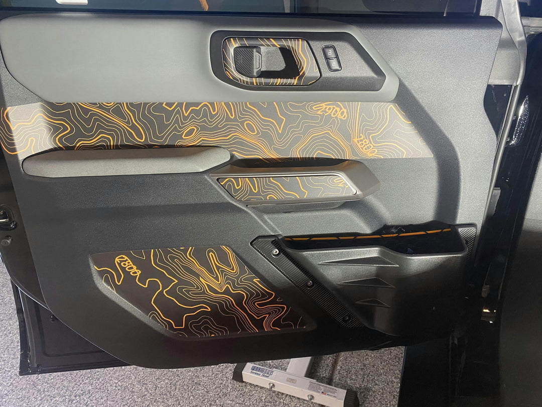 Topo Interior Lower Front Door Card Insert Overlays (Printed Series) - 2021+ Bronco 4 Door