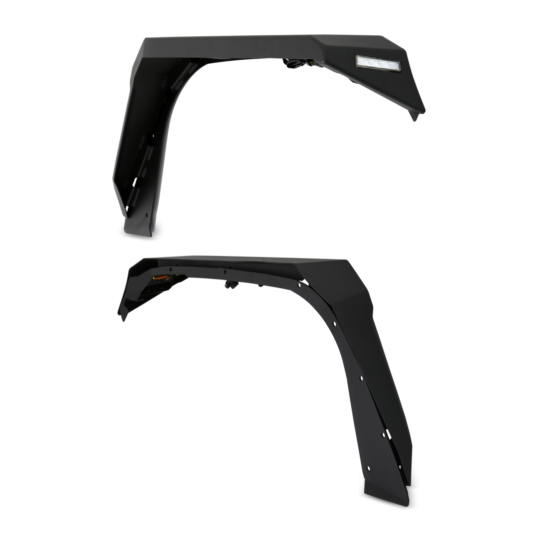 BODY ARMOR Front Fender Flares for Jeep Wrangler and Gladiator - Durable Steel, Black Finish, 7-Inch Coverage